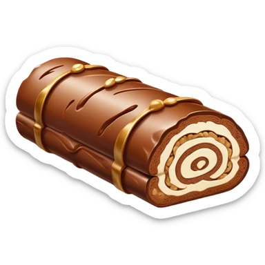 Chocolate-Nougat-Marzipan Log roll with walnuts sticker