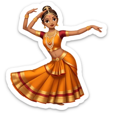 cinematic-realistic-bharatanatyam-dance-emoji,-depicted-as-an-elegant-classical-indian-dance-performance-with-graceful-poses,-intricate-costumes,-and-expressive-hand-gestures,-rendered-with-rich-textures-and-warm-dramatic-lighting, single dancer full body  sticker