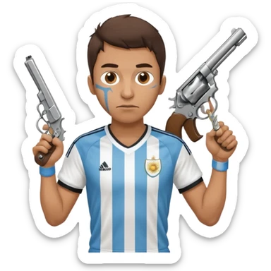 haz un turro con una biszera para atras y con un arma remera argentina pero arma de fuego que tenga un revolver solo sticker