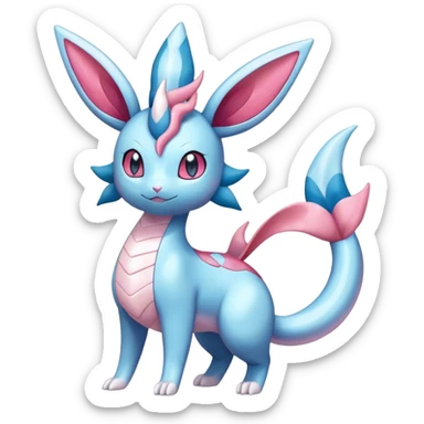 Shiny Cute Milotic-Sylveon-Glaceon-Vaporeon-Dragonair-Pokémon-hybrid-fusion full body sticker