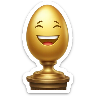 smiling golden egg on a pedestal sticker