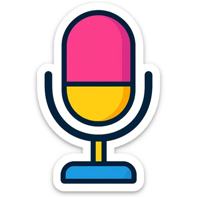 microphone icon, color accent, clean, app interface, contemporary look, modern style sticker