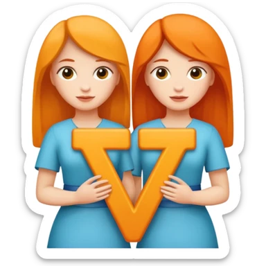 Create two letters, N and Y, in the shape of sisters.  sticker