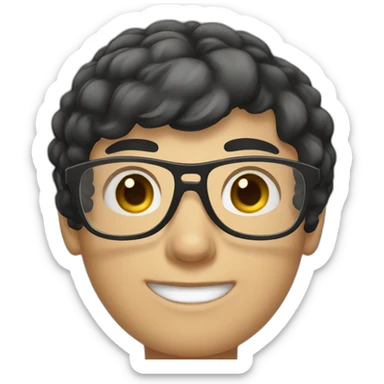 white young man with round glasses and black short hair sticker