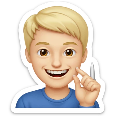 Emoji gêne et content qui mort un seule ongle Et on voit ses dents plus flatter  sticker