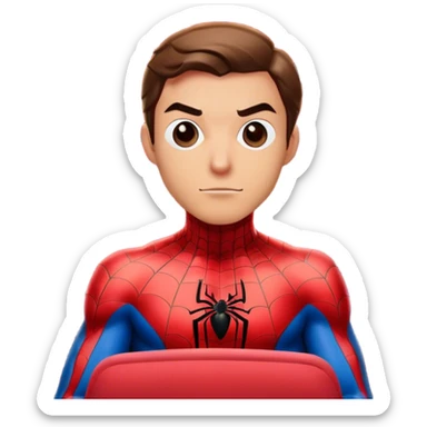 Spider-Man sitting in front of a movie theater screen sticker