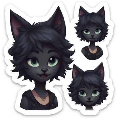 Edgy sharp anthro tomboy black cat furry by Falvie, LiLaiRa, griffsnuff, AngieWolf sticker