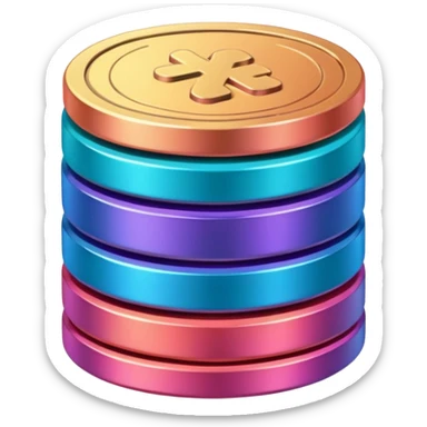 Many Coins pack stack
in gradient of turquoise, blue, pink, purple, and coral
 sticker