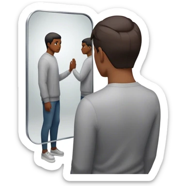 A person looks into a mirror, but instead of their own face, they see a larger figure watching them—distant, imposing, and unreadable. As they step back, the reflection fades, revealing only themselves. They turn away, realizing the power was never in the reflection but in walking away. sticker