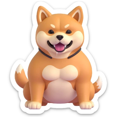 shiba inu with muscles sticker