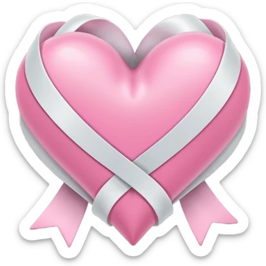 pink heart entwined with white ribbon sticker