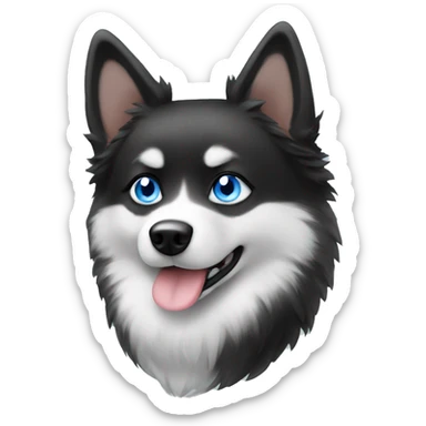 Black and white Pomsky with blue eyes sticker