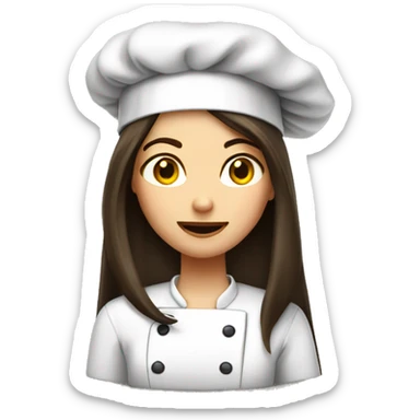 Brunette long straight hair girl in a cook hat makes dinner  sticker