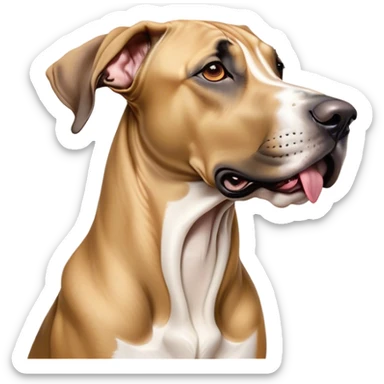 Cinematic Cute Yawning Fawn Great Dane Portrait Emoji, Head tilted slightly with a dramatic, wide-open yawn, revealing a smooth fawn coat with a refined texture, floppy ears slightly drooping, round amber eyes barely open in drowsy contentment, Simplified yet irresistibly adorable features, highly detailed, glowing with a soft, cozy glow, high shine, relaxed yet expressive, stylized with a touch of whimsy, bright and endearing, soft glowing outline, capturing the essence of a sleepy yet affectionate guardian, so drowsy it feels like it could stretch out of the screen and curl up for a nap! sticker