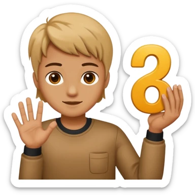 🤷🏻‍♂️ number 6 in left hand and number 7 in the right hand sticker