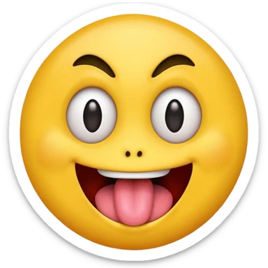classic yellow emoji face with crazy eyes and tongue sticking out wildly sticker