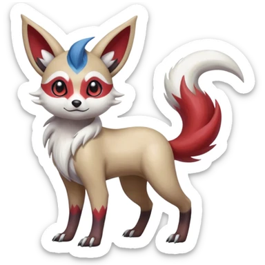 Hyper-realistic Colorful Skilled Adept Graceful Asian Painted Meloetta-Furret-Lycanroc-Absol-Zangoose-fusion-hybrid-creature (full body) sticker