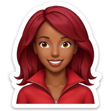 Kelly Rowland, dark red hair, red outfit sticker