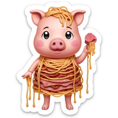  SPAM meat melted pink dripping sauce spaghetti dress piggy monalisa portrait sticker