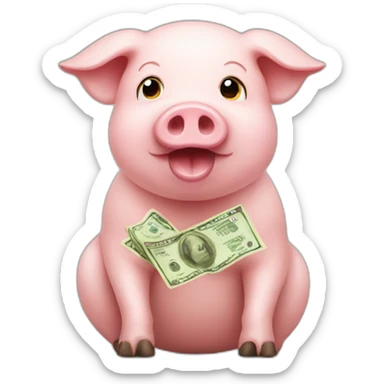 pig that donate cash sticker