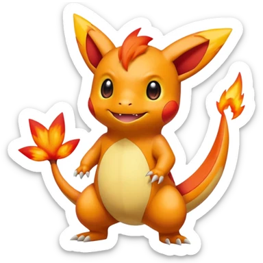 Victini-Pichu-Charmander-Fakémon-hybrid-creature (full body)  sticker
