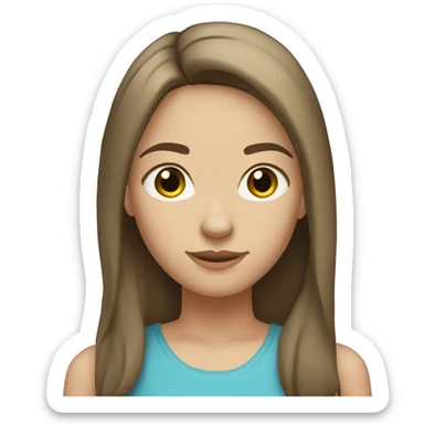 caucasian girl with medium straight brown hair, light brown eyes sticker