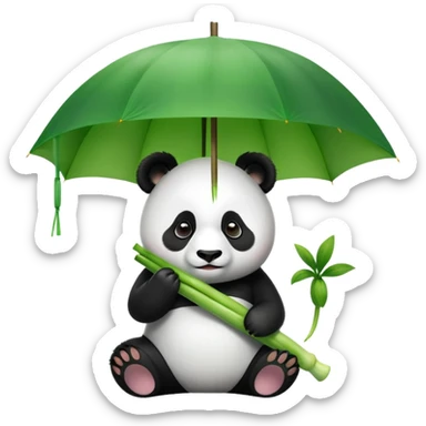 Panda using leek has umbrella  sticker