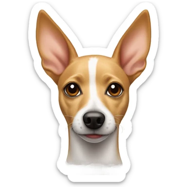 Tan rat terrier mix with crazy ears and a thick neck sticker