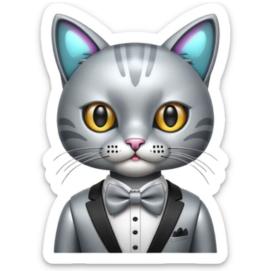 animatronic cat with bow tie sticker
