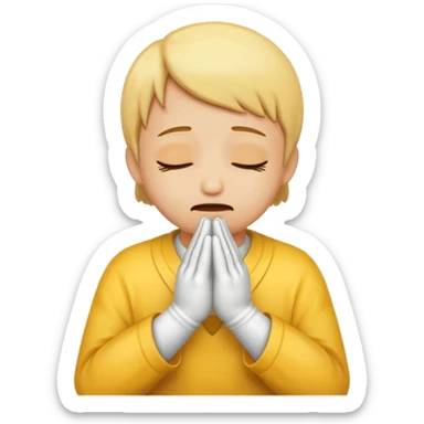 create a emoji of crying with hand in prayer sticker