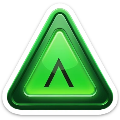 hazardous green logo, iOS app icon style, triangle with exclamation mark, glowing green, sleek, no text sticker