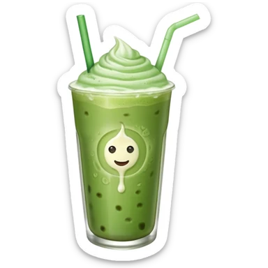 iced matcha latte with a straw in the middle sticker