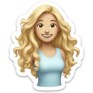 smiling girl with windy blonde hair sticker