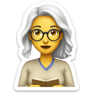 Mulher psicologa de sueter usando oculos anotando no caderno sticker