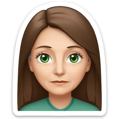 Pretty older woman with green eyes and long straight Ash-brown hair and square face  sticker