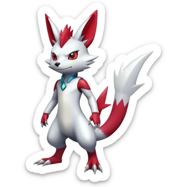  Cool Edgy Shiny Futuristic Ethereal Handsome Cute Zangoose-Sneasel-Digimon-hybrid full body sticker