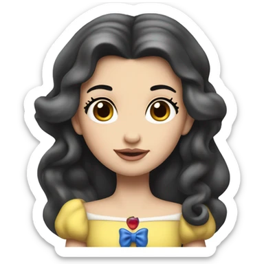 snow white princess with long brow hair, wearing a bow on top of her head. sticker