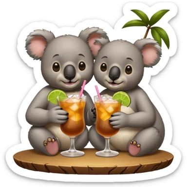 Koala and bear drink mai tai sticker