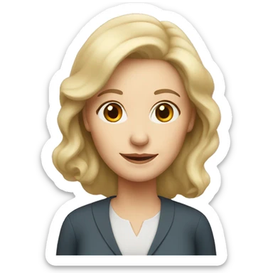 white lady, blonde, 60 years old, school principal, no glasses sticker