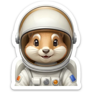 Sandy Cheeks as a squirrel in a white spacesuit helmet, smiling sticker