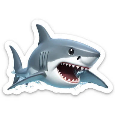 A white shark splashing water sticker