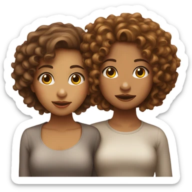  Two girls kissing one light skin one Carmel both Carly hair  sticker