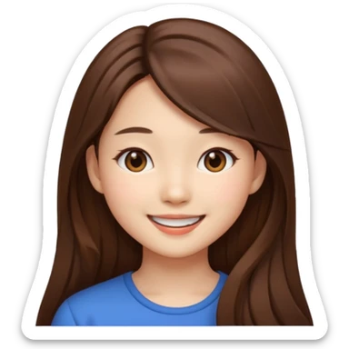 girl aesthetic emoji, asian beautiful long brown hair sticker