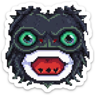 horror sackface with jagged stitched mouth and one eye sticker
