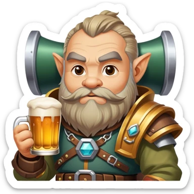 Deep rock galactic dwarf with a beer sticker
