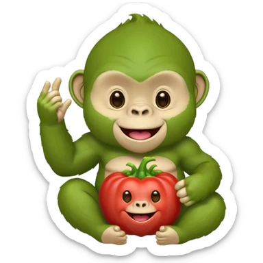 A green gorilla that loves vegetables and is part of a kindergarten named banban's kindergarten sticker