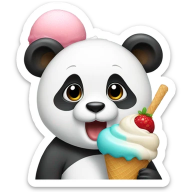 Panda eating ice cream sticker