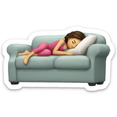 brunette taking a nap on couch sticker
