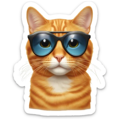 Orange cat in big fashion sun glasses sticker