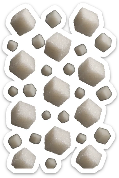 zollette di zucchero iperealistico 4k fluttuano in aria sticker